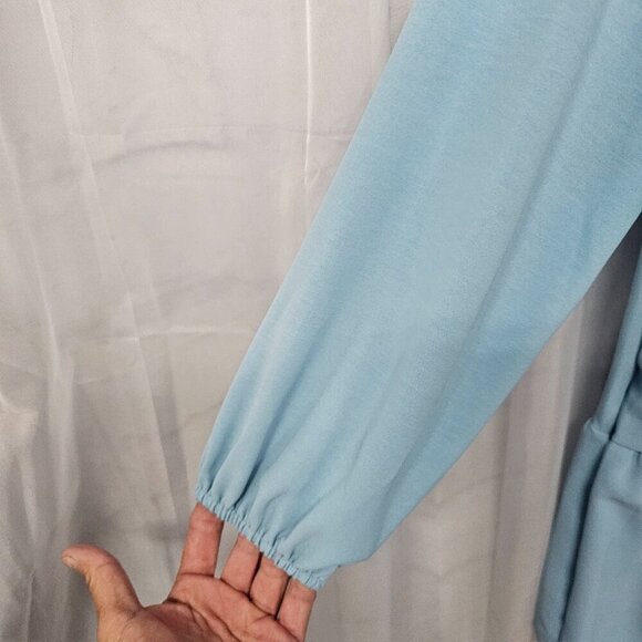 NWT Roylamp Blue Boho Shirt Dress Tiered Minimalist S - Picture 3 of 13